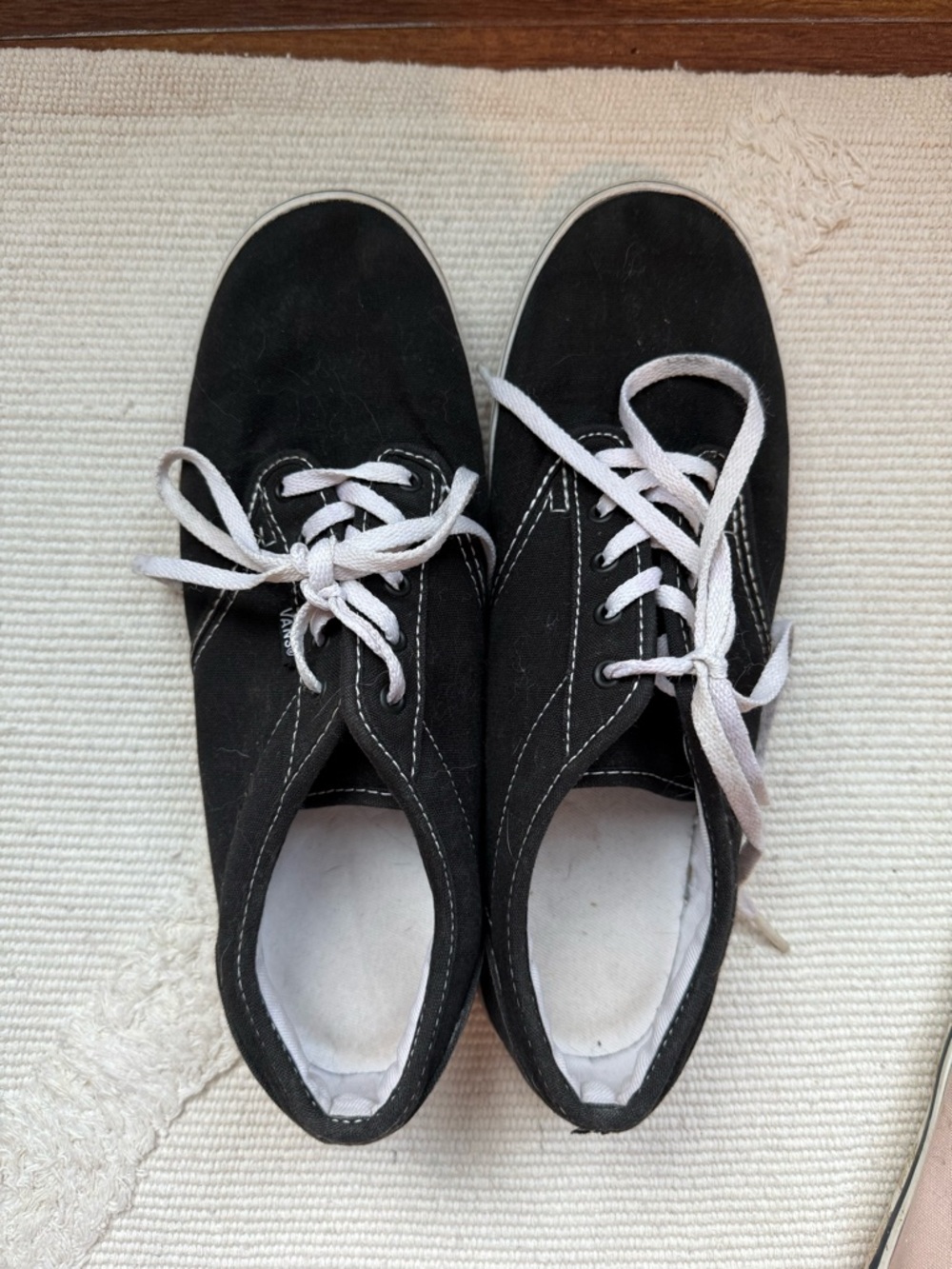 Vans Black Canvas Sneakers with White Laces